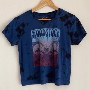 Woodstock Blue black tie-dye crop top